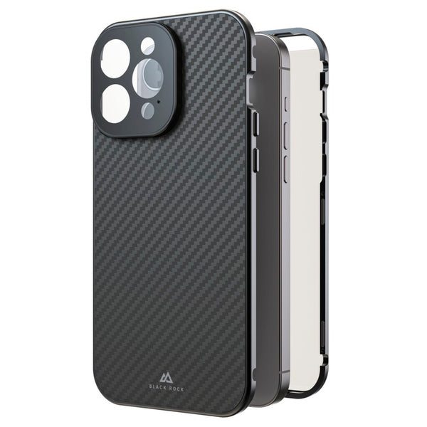 Black Rock 360 Glas Cover Voor Apple IPhone 15 Pro Max Real Carbon