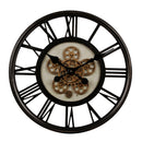Gifts Amsterdam Metalen Wandklok met Draaiende Tandwielen 54.5x7 cm Zwart/Goud