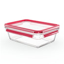 Emsa N1041000 Clip and Close Glazen Vershoudbewaarbakje 1.3L 16.6x7.9 cm Rood