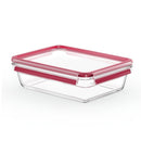 Emsa N1041100 Clip and Close Glazen Vershoudbewaarbakje 2L 11.8x6.9 cm 19.7x8 cm Rood