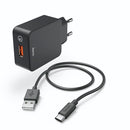 Hama Oplaadset USB Type-C QC 3.0 3 A Zwart
