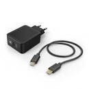 Hama Oplaadset USB-C PD/Qualcomm® USB-A 18W USB-C-kabel 1,5 M Zwart