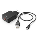 Hama Opladerset Micro-USB Oplader QC 3.0 + Micro-USB-Kabel 1,5 M Zwart