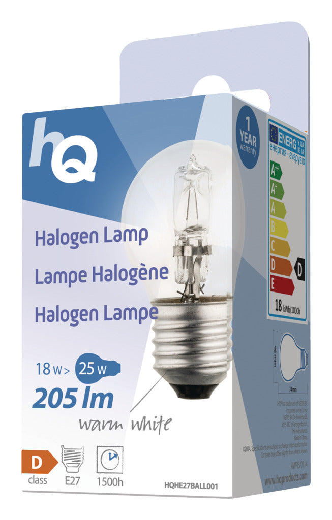 Hq Hqhe27 ball001 Halogeenlamp Kogel E27 18 W 205 Lm 2 800 K