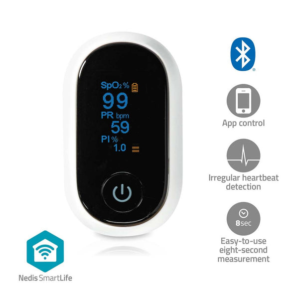 Nedis BTHOX10WT Smartlife Pulse Oximeter Bluetooth&reg; Oled-scherm Anti-bewegingsinterferentie / A