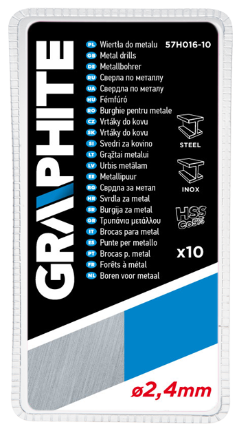 Graphite Metaalboor 2,4mm HSS-Cobalt 5% 10 Stuks In Seal DIN338
