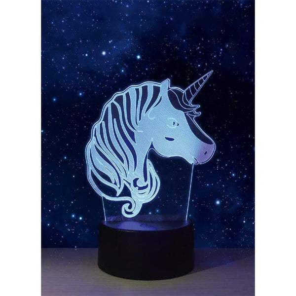 3D Illusie Lamp - LED - 7 verschillende kleuren - 18cm - Unicorn