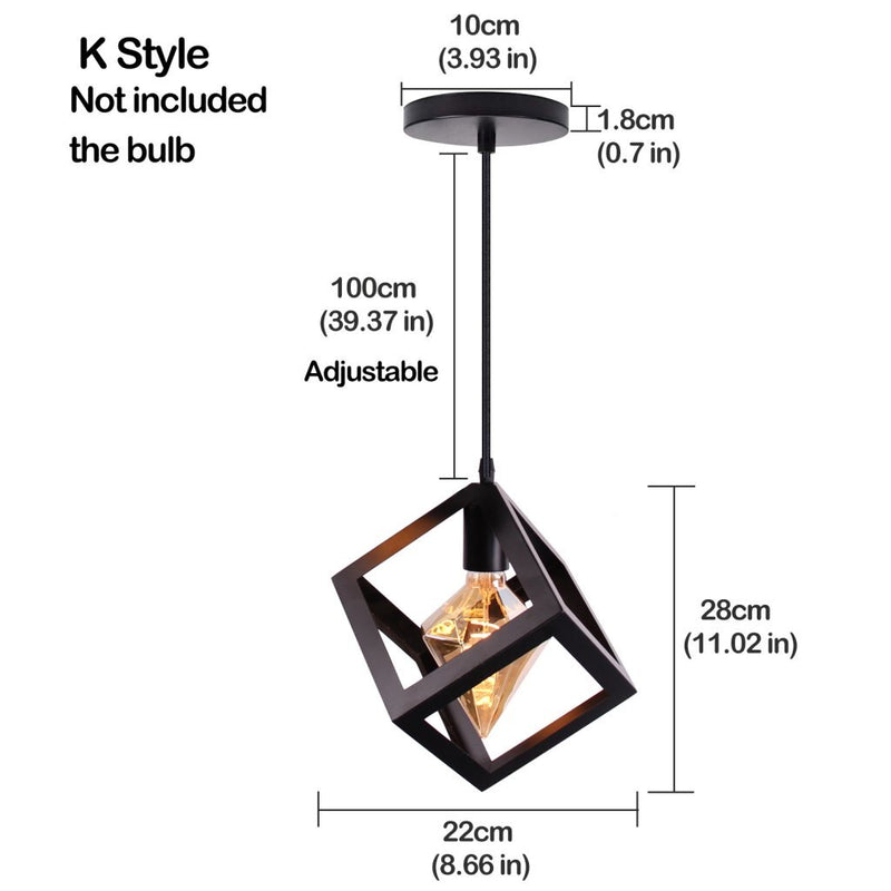 Homestyle Pro MK009-B Industriële Vierkante Hanglamp 22x28 cm Zwart/Metaal