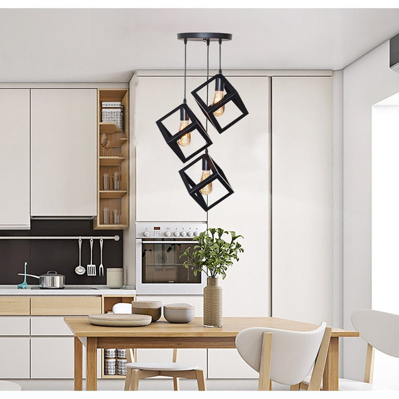 Homestyle Pro MK020-B Industri&euml;le Vierkante Hanglampen Zwart/Metaal