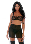 Put O-ring On It Lingerie Skirt Set - Black