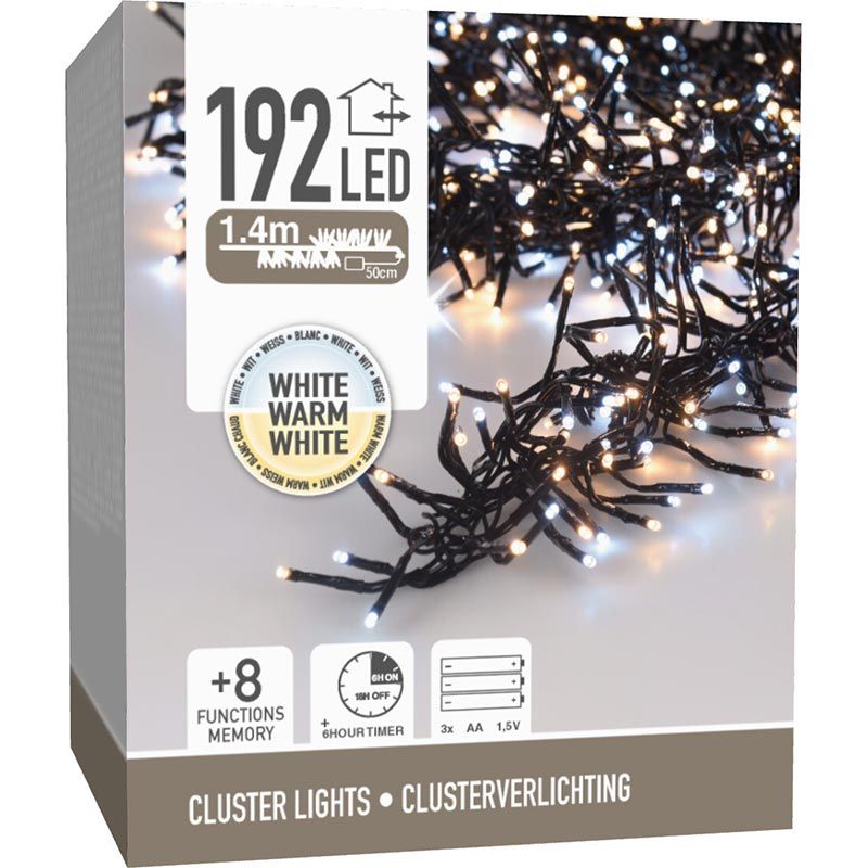 Clusterverlichting 192 led -  1.4m - two tone adorable - Batterij - Lichtfuncties - Geheugen - Time