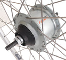 Achterwiel 28" Nexus 8 rollerbrake naaf met met zilveren velg en RVS spaken