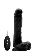 Vibrerende Realistische Lul - 9" - Met Scrotum - Zwart