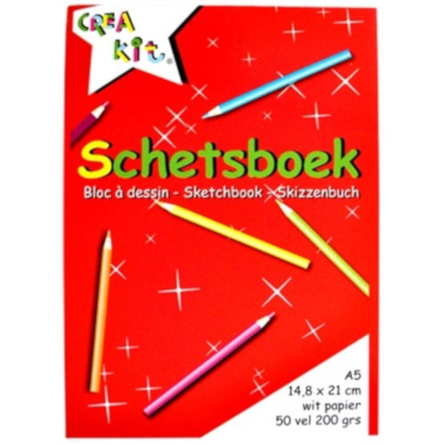 Schetsboek Crea-kit A5 50 vel 200gr 5 stuks