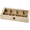 doos met glazen deksel hout 32 x 16 cm blank 8-vaks