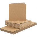 kaarten en enveloppen 15 x 15 cm 50 sets naturel