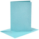 kaarten met enveloppen 10,5 x 15 cm 4 stuks parelmoer blauw