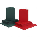 kaarten met enveloppen 10,5 x 15 cm 50 sets groen/rood