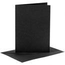 kaarten met enveloppen 10,5 x 15 cm 6 stuks zwart