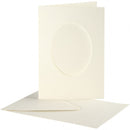 Passepartout kaarten ovaal met envelop 15 cm wit