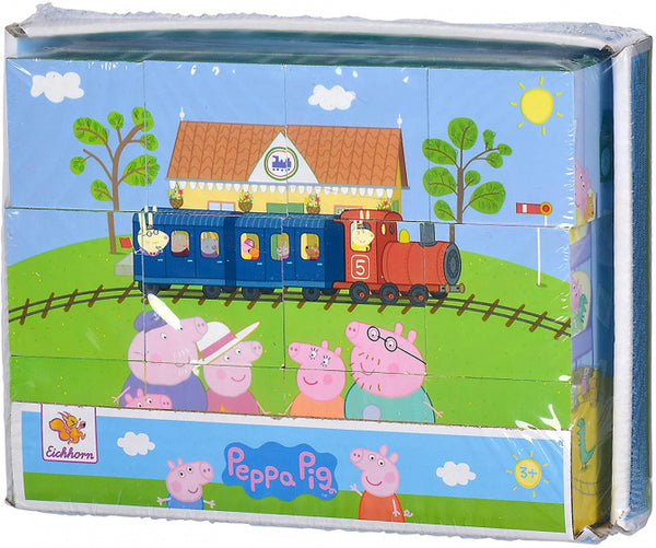 Peppa Pig Houten Blokkenpuzzel met 12 Blokjes