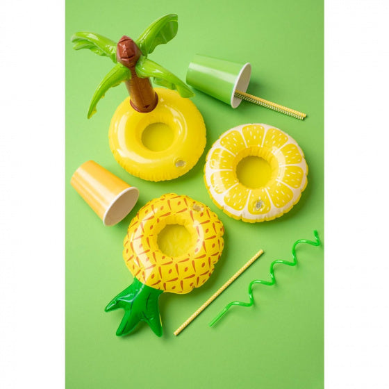 bekerhouder ananas 27 x 16 cm vinyl geel/groen