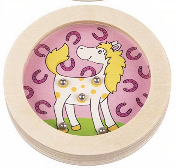 behendigheidsspel Paard junior 8 cm hout roze/wit