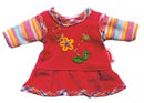 poppenjurkje met shirt rood voor pop van 20-25 cm