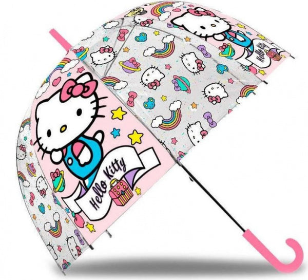 paraplu meisjes 45 cm roze/transparant