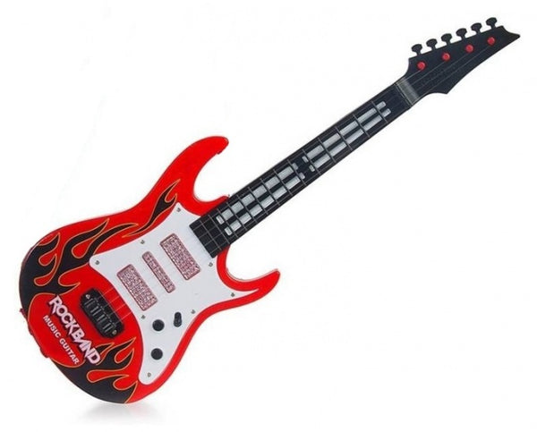 rockband gitaar met licht en geluid 52 cm rood/zwart