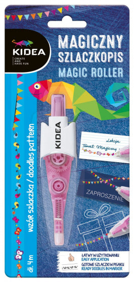decoratietape feest Magic Roller 4 m roze/wit