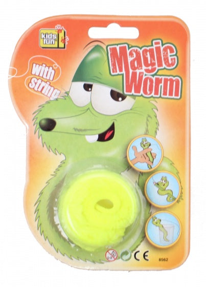 magische worm met draad 20 cm geel