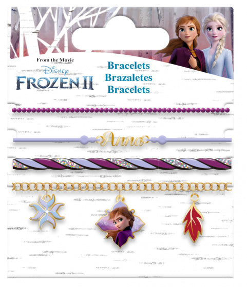 bedelarmbanden Frozen II meisjes RVS paars 4 stuks