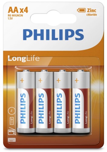 Batterijen Philips Longlife 4 stuks AA batterij Philips