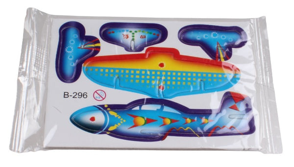 3D-puzzel vliegtuig 8 x 6 cm blauw/rood