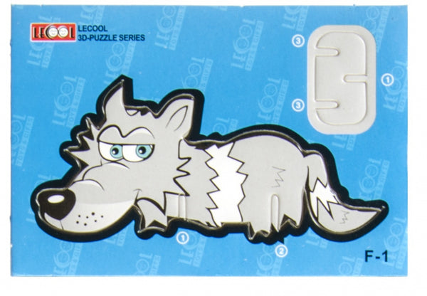 3D-puzzel wolf junior 10,5 cm karton grijs 7 stukjes