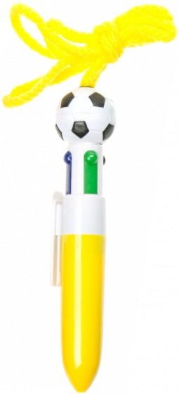 4-kleurenpen voetbal 12 cm geel