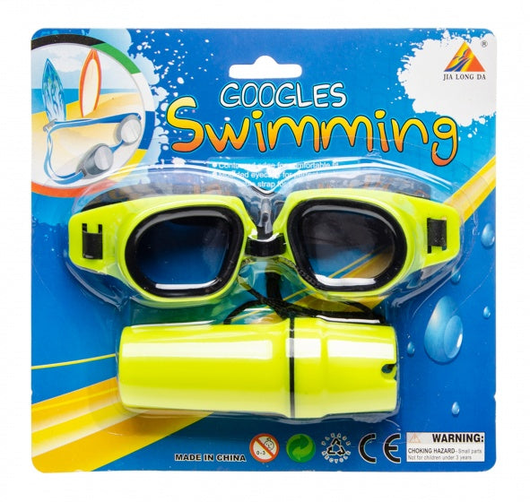 zwembril met brillenkoker geel one-size