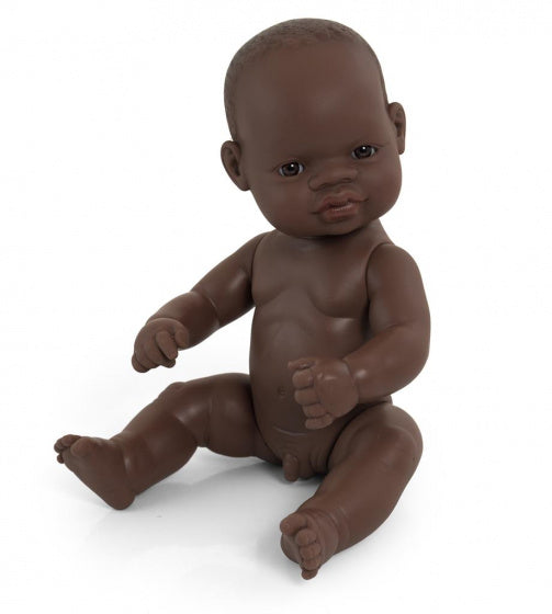 babypop Afrikaans jongen 32 cm bruin