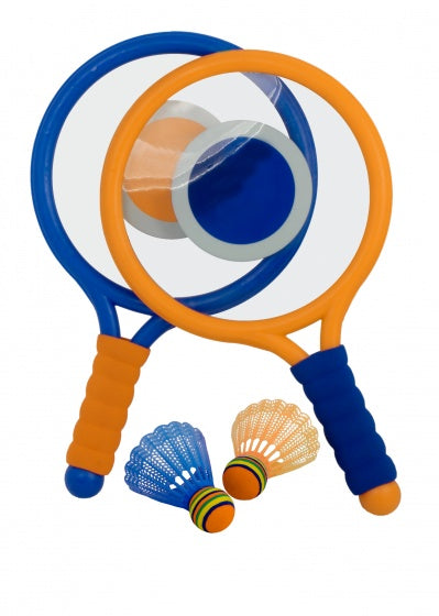 badmintonset 40 cm blauw/oranje 4-delig
