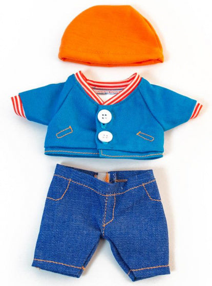 poppenkleertjes Boy 21 cm blauw/oranje 3-delig