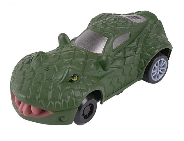 auto dierenprint Krokodil pull-back 8,5 cm groen