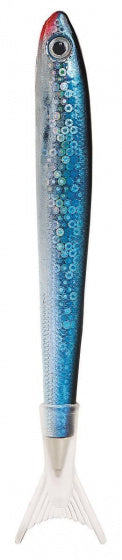 balpen Cook & Style glittervis 14 cm blauw/wit