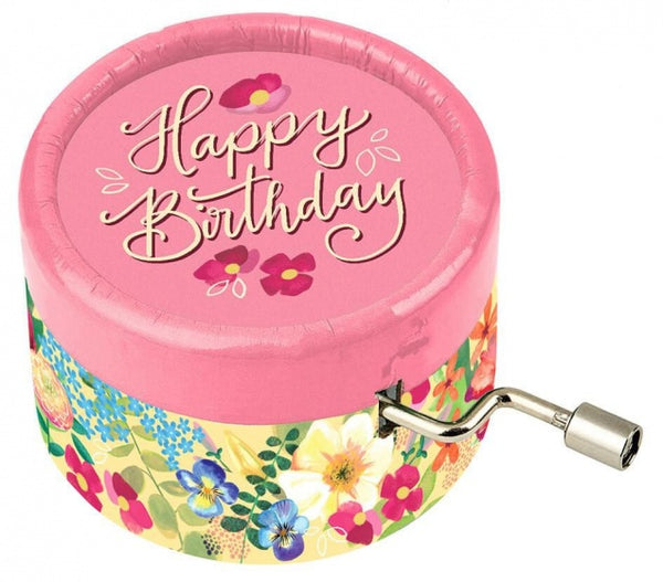 muziekdoosje Happy Birthday 6 cm roze