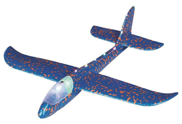 zweefvliegtuig met verlichting junior 47 cm foam blauw