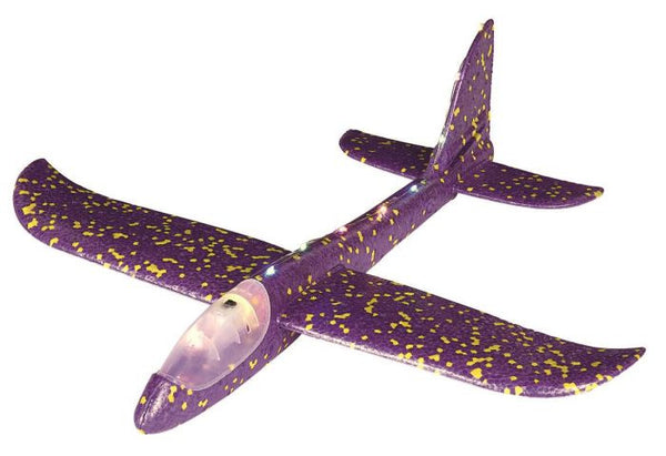 zweefvliegtuig met verlichting junior 47 cm foam paars