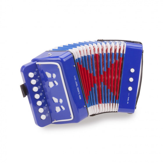 accordeon met muziekboek junior 19 cm blauw