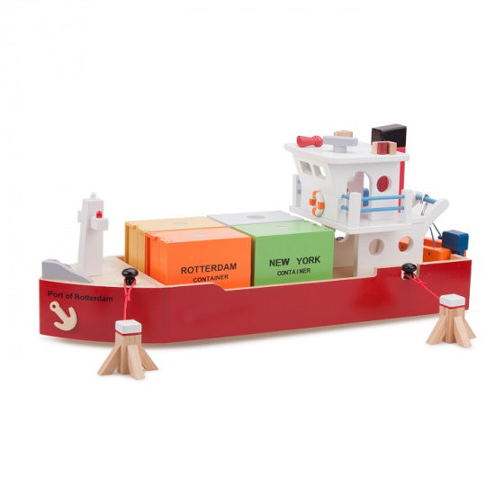 containerboot Havenlijn 60 cm hout rood 3-delig