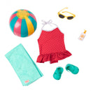 kledingset Beach Belle meisjes 46 cm rood 6-delig