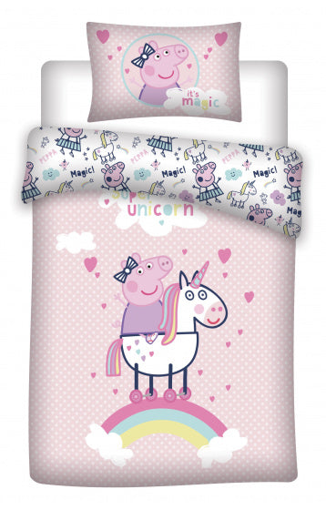 dekbedovertrek Unicorn Peppa Pig polyester roze